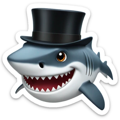 Shark with a top hat sticker