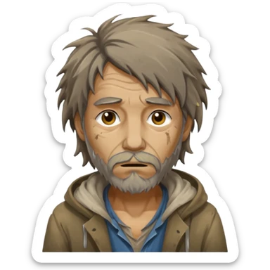 very dirty looking homeless person sticker