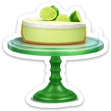 Realistic key lime pie inside of a glass covered cake stand with glass lid. sticker