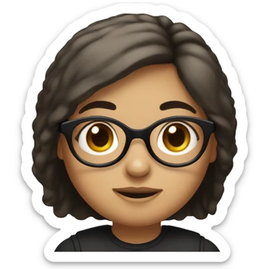 
82 / 5,000
A girl with white skin, black horn-rimmed glasses, brown hair, black eyebrows, and a round face sticker