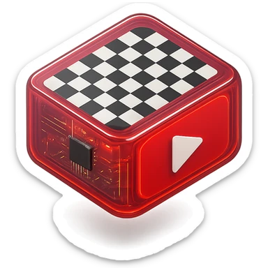 chess board of youtube play button, red YouTube play button, glossy circuit style sticker