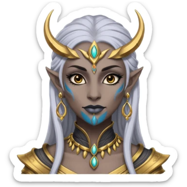 ESO female daedra, lashes and earrings, gray skin sticker