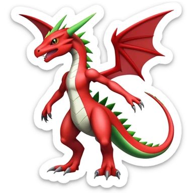 Cool edgy Guilmon-Flygon-Digimon-hybrid-fusion-combination, full body sticker