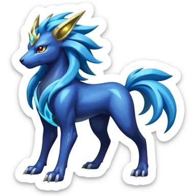 Shiny Dark Edgy Suicune-Manectric-Aurorus-Fakémon-hybrid-creature (full body)  sticker