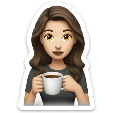 Pretty Pale brunette drinking coffee sticker