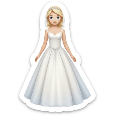 Chico blanca, ojos azules, pelo rubio y recogido, vestido novia, cuerpo entero sticker