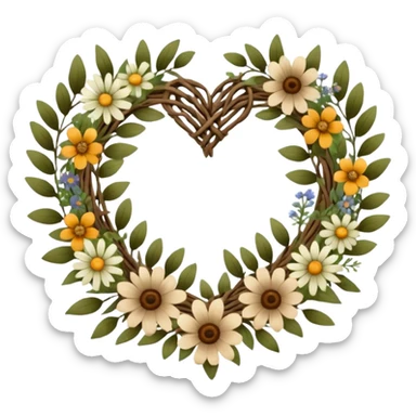 nature wreath heart, boho beautiful  sticker