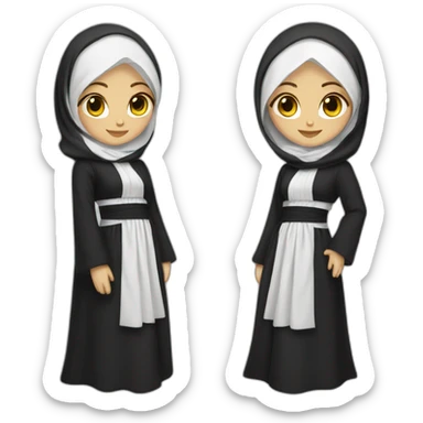white hijabi girl abaya sticker