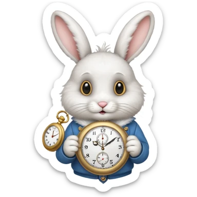Rabbit holding watch sticker