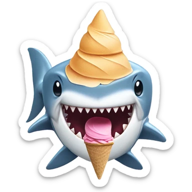 shark wearing a swimsuit and eating an ice cream sticker