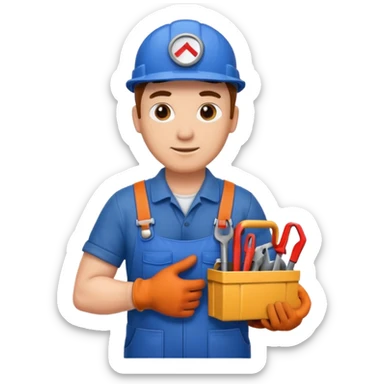 Plumber + toolbox + gloves, Repair Crew. sticker