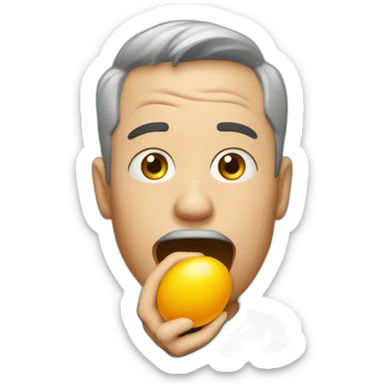 Man licking egg sticker