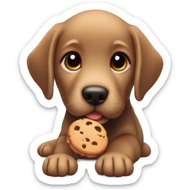 black labrador puppy eats cookie sticker