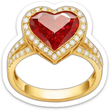 Red Diamond heart gold ring sticker