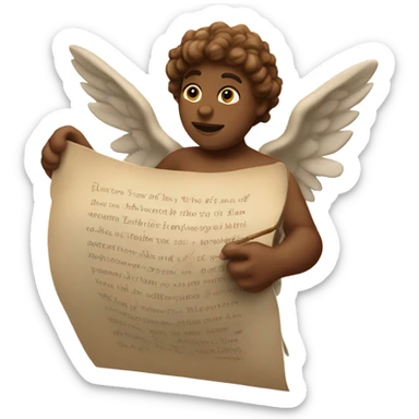 Realistic Photo of cupid poetry scrol sticker