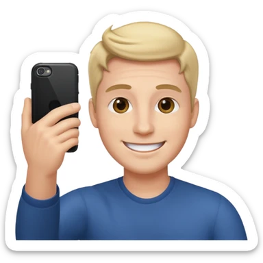 male taking selfie sticker