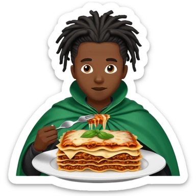  High fade black Dreadlocks and nigerian cape eating lasagna  sticker