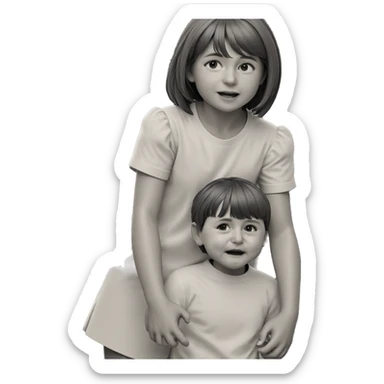 monochrome girl and boy portrait sticker