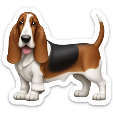 basset hound riding a redbone dog sticker