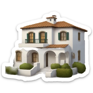 typical white mediterranean house sticker