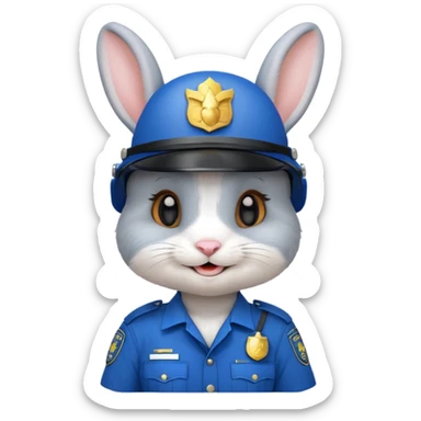 cute Rabbit police, blue uniform including helmet of uniform sticker