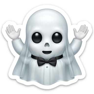 A ghost with a bowtie sticker