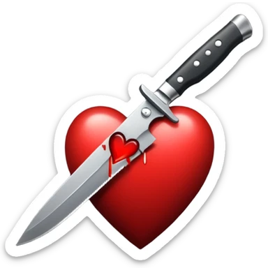 🔪🖤make an emoji where the knife is stabbing the black heart sticker