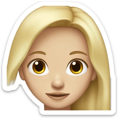 Girl with blond long hair and brown eyes with white skin sticker