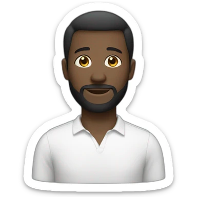 dark-skinned man in white shirt with small beard and short hair sticker