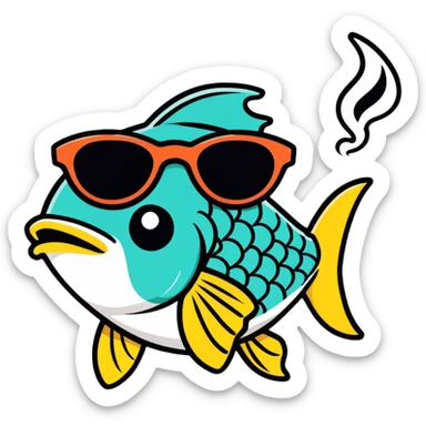 Fish smoking a blunt with sunglasses  sticker