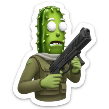 pickle rick with a glock sticker
