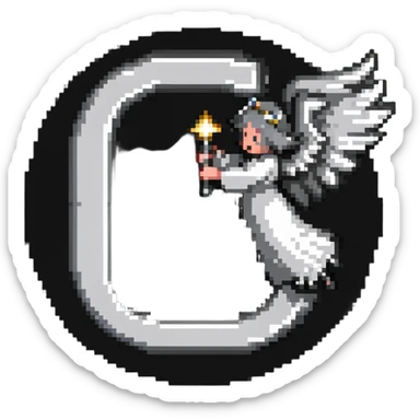 Letter C in multiple shades of gray from light to dark, 50 shades of gray C, with angel halo sticker