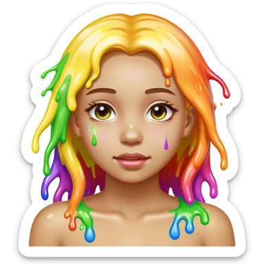  Girl covered in rainbow slime sticker