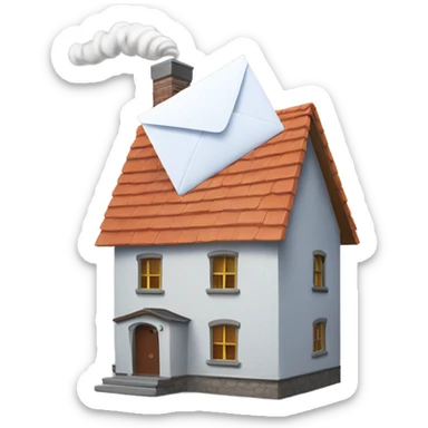 A house with envelopes blowing out the chimney  sticker