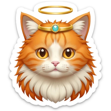 Orange cat wearing a halo sticker