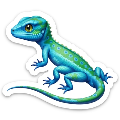 Cyan lizard-Pokémon, with cobalt-blue flecks patterns sticker