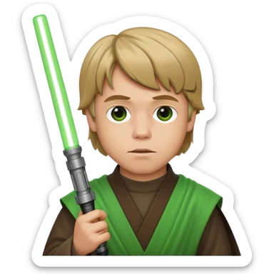 Star Wars Return of the Jedi, Luke Skywalker with green lightsaber, emoji style sticker