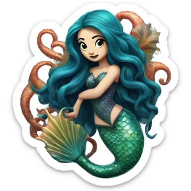 Evil siren mermaid detailed  sticker