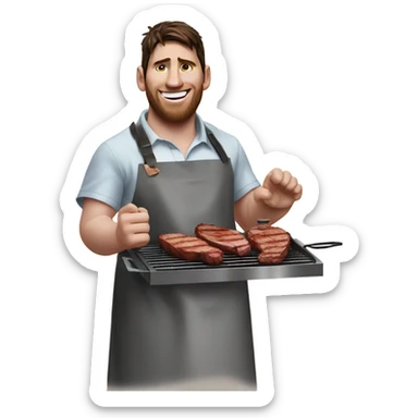 Messi cooking bbq sticker