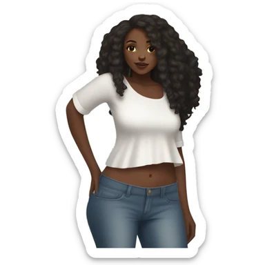Black girl wearing a white crop top and low waisted flared jeans sticker