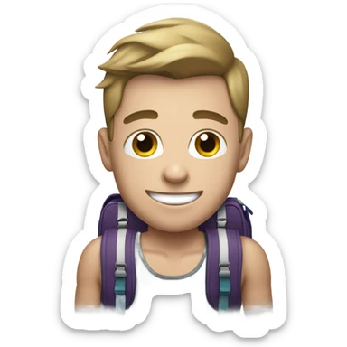 white skin young guy with sport bag  sticker