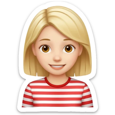 Happy girl in striped shirt sticker