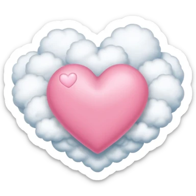 pink heart + cloud sticker