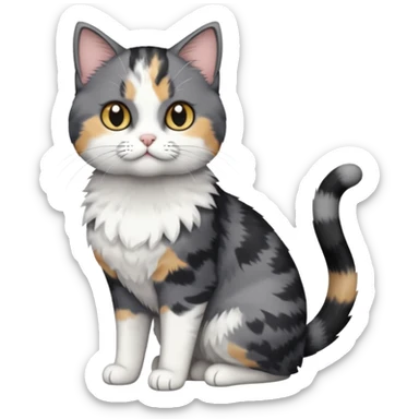 full body small short hair dark grey and white cat sticker