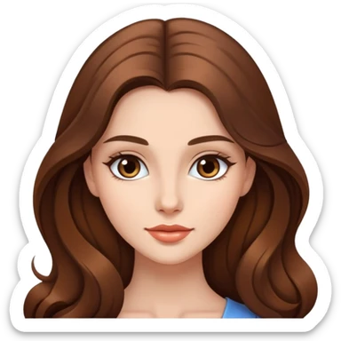 beautiful young woman with long brown hair, elegant appearance sticker