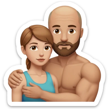 Beautiful light brown hair touching her muscular bald beard husband sticker
