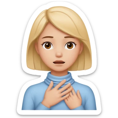 Girl with hand around the neck, pretending to choke herself sticker