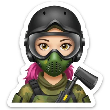paintball player face girl sticker