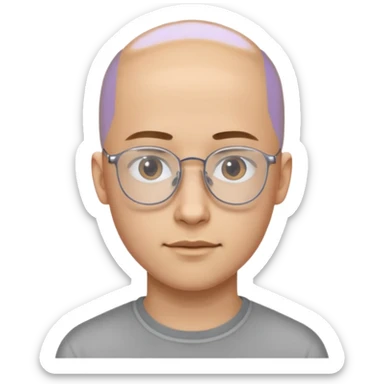он лысый должен быть очень молодой парень лет 18 , очень тонкие очки, а так же борода нужно прямо еще моложе sticker