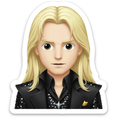 Alucard with long blonde hair, black sequin outfit sticker